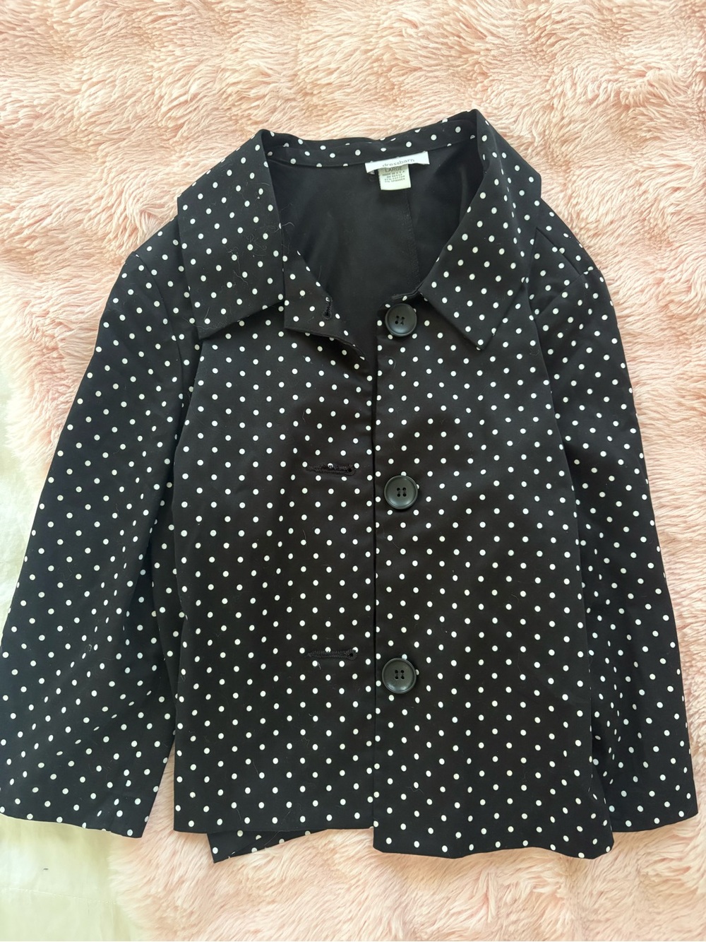 dressbarn Black Polka Dot Button Jacket